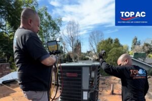 AC technician repairing a residential unit in Burbank, CA