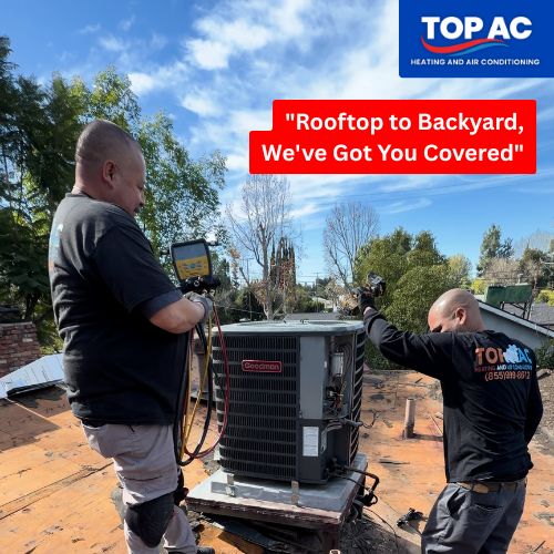 TOP AC technician completing an HVAC repair for a Agoura Hills CA home