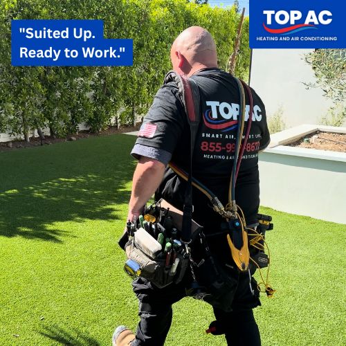 TOP AC technician completing an HVAC repair for a Northridge CA home