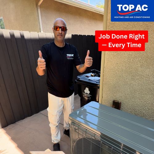 TOP AC technician completing an HVAC repair for an Encino CA home