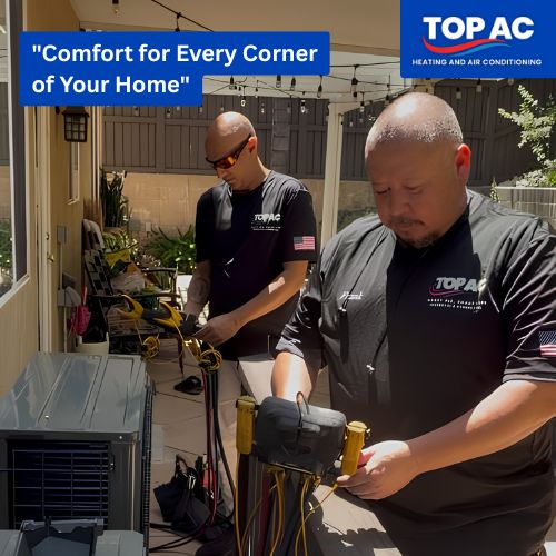 TOP AC technician completing an HVAC repair for a Burbank CA home