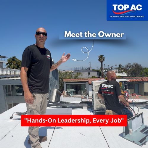 TOP AC technician completing an HVAC repair for a Simi Valley CA home